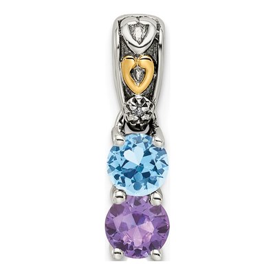 Sterling Silver Diamond Two-Stone Mother's Pendant Necklace