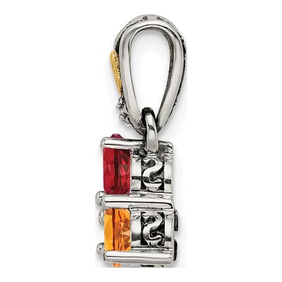 Sterling Silver & 14K Gold Diamond Personalized 3-Stone Mother's Pendant – view 3