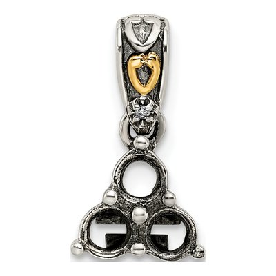 Sterling Silver & 14K Gold Diamond Personalized 3-Stone Mother's Pendant – view 5