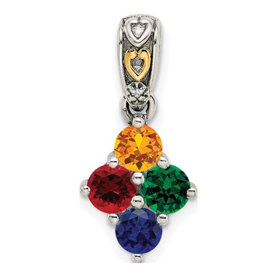 Sterling Silver Diamond Mother's Pendant Necklace