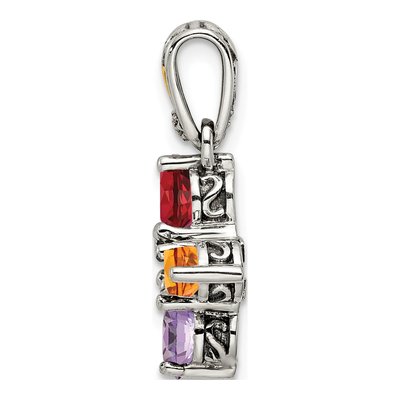 Sterling Silver & 14K Gold Diamond Personalized 5-Stone Mother's Pendant – view 3