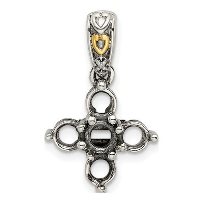 Sterling Silver & 14K Gold Diamond Personalized 5-Stone Mother's Pendant – view 5