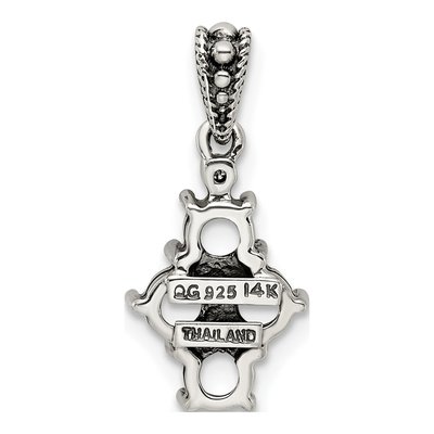 Sterling Silver & 14K Gold Diamond 4-Stone Mother's Pendant – view 4