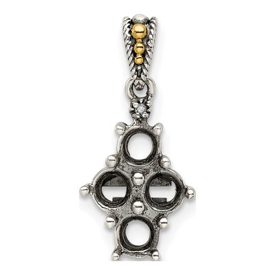 Sterling Silver & 14K Gold Diamond 4-Stone Mother's Pendant – view 5