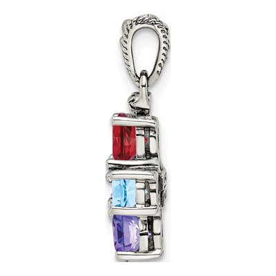 Sterling Silver & 14K Gold Diamond 5-Stone Mother's Pendant – view 3