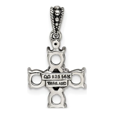 Sterling Silver & 14K Gold Diamond 5-Stone Mother's Pendant – view 4