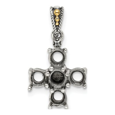 Sterling Silver & 14K Gold Diamond 5-Stone Mother's Pendant – view 5