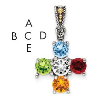 Sterling Silver & 14K Gold Diamond 5-Stone Mother's Pendant