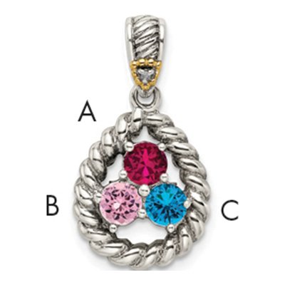 Sterling Silver Diamond Personalized Mother's Pendant Necklace – view 5