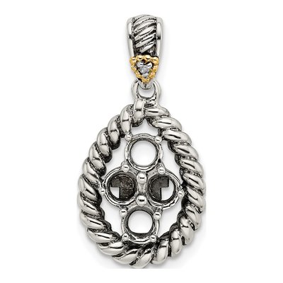 Sterling Silver & 14K Gold Diamond 4-Stone Mother's Pendant – view 5
