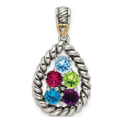 Sterling Silver Diamond Mother's Pendant Necklace