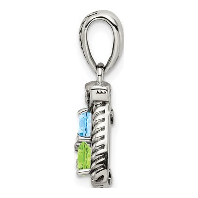 Sterling Silver & 14K Gold Diamond 3-Stone Mother's Pendant – view 3