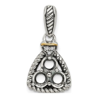 Sterling Silver & 14K Gold Diamond 3-Stone Mother's Pendant – view 5