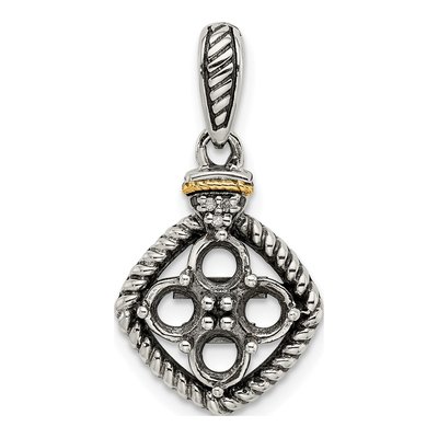 Sterling Silver & 14K Gold Diamond Personalized 4-Stone Mother's Pendant – view 5