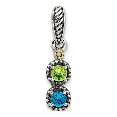 Sterling Silver & 14K Gold Diamond Personalized 2-Stone Mother's Pendant – view 2