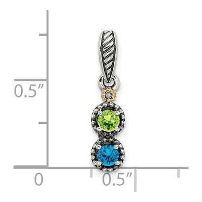 Sterling Silver & 14K Gold Diamond Personalized 2-Stone Mother's Pendant – view 6