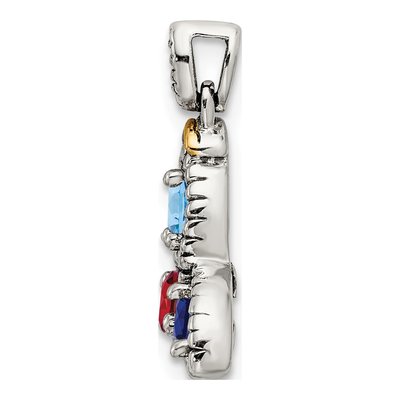 Sterling Silver & 14K Gold Diamond Personalized 3-Stone Mother's Pendant – view 3