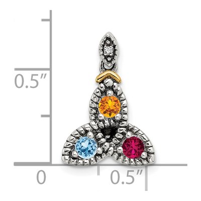 Sterling Silver & 14K Gold Diamond Personalized 3-Stone Mother's Pendant – view 6