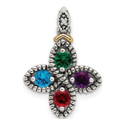 Sterling Silver Diamond Mother's Pendant Necklace
