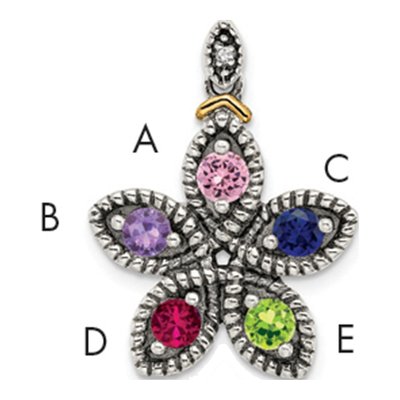 Sterling Silver Diamond Five-Stone Mother's Pendant Necklace – view 6