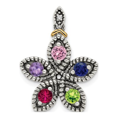 Sterling Silver Diamond Five-Stone Mother's Pendant Necklace