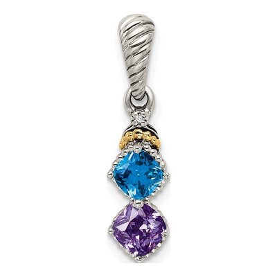 Sterling Silver & 14K Gold Diamond Personalized 2-Stone Mother's Pendant – view 2