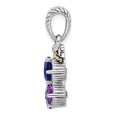 Sterling Silver & 14K Gold Diamond Personalized 2-Stone Mother's Pendant – view 3