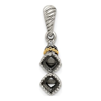 Sterling Silver & 14K Gold Diamond Personalized 2-Stone Mother's Pendant – view 5