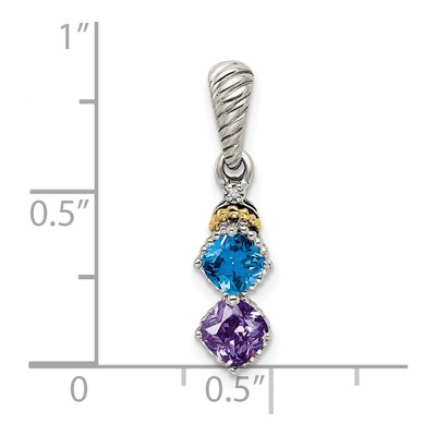 Sterling Silver & 14K Gold Diamond Personalized 2-Stone Mother's Pendant – view 6