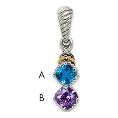 Sterling Silver & 14K Gold Diamond Personalized 2-Stone Mother's Pendant