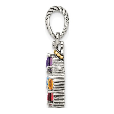 Sterling Silver & 14K Gold Diamond 5-Stone Mother's Pendant – view 3