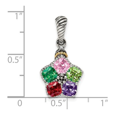 Sterling Silver & 14K Gold Diamond 5-Stone Mother's Pendant – view 6