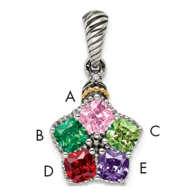 Sterling Silver & 14K Gold Diamond 5-Stone Mother's Pendant