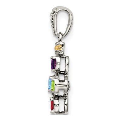 Sterling Silver & 14K Gold Diamond 5-Stone Mother's Pendant – view 3