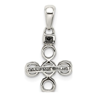 Sterling Silver & 14K Gold Diamond 5-Stone Mother's Pendant – view 4