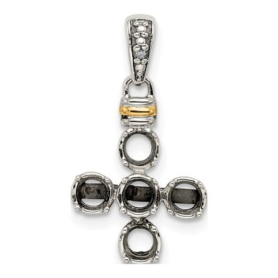 Sterling Silver & 14K Gold Diamond 5-Stone Mother's Pendant – view 5