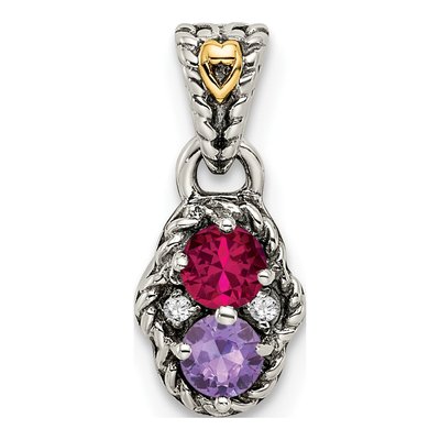 Sterling Silver & 14K Gold Diamond Two-Stone Mother's Pendant – view 2