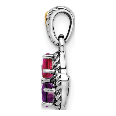 Sterling Silver & 14K Gold Diamond Two-Stone Mother's Pendant – view 3