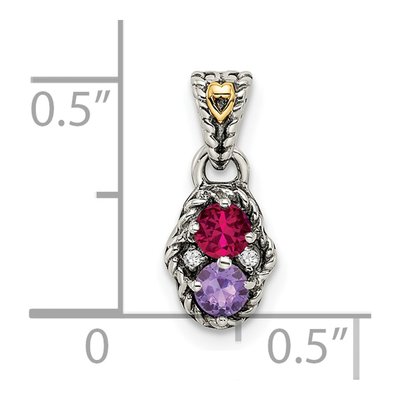 Sterling Silver & 14K Gold Diamond Two-Stone Mother's Pendant – view 6