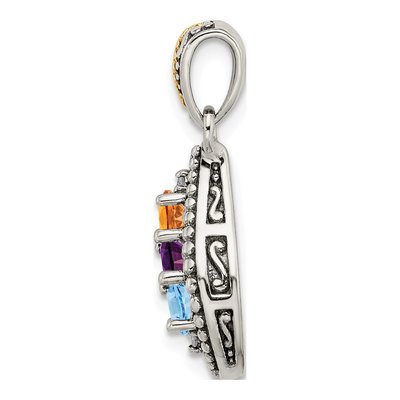 Sterling Silver Diamond 3-Stone Family Pendant Necklace – view 2