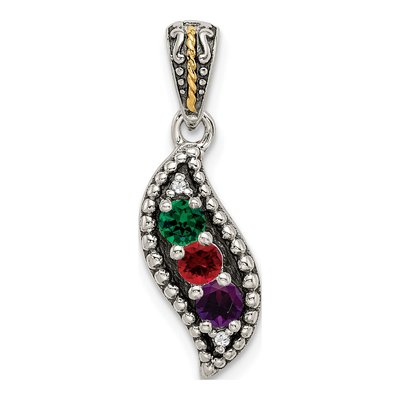 Sterling Silver Diamond 3-Stone Family Pendant Necklace
