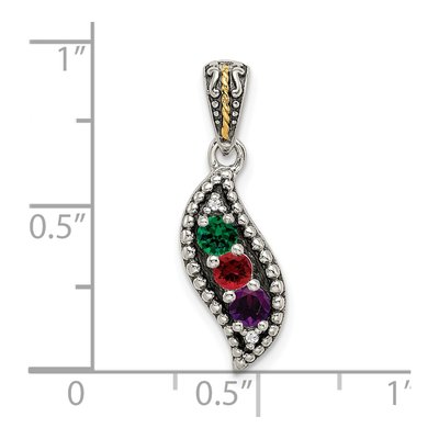 Sterling Silver & 14K Gold Diamond 3-Stone Mother's Pendant – view 6