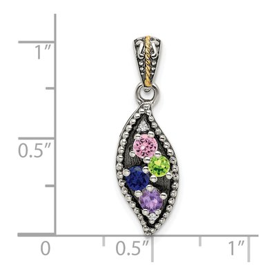 Sterling Silver & 14K Gold Diamond Personalized 4-Stone Mother's Pendant – view 6
