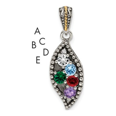 Sterling Silver Diamond 5-Stone Family Pendant Necklace – view 5