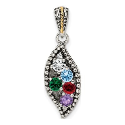 Sterling Silver Diamond 5-Stone Family Pendant Necklace