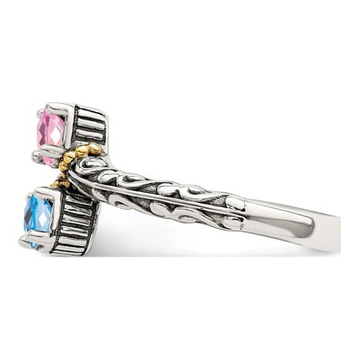 Sterling Silver & 14K Gold Two-Stone Mother's Ring Mounting – view 4