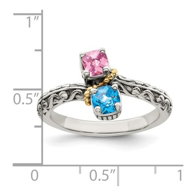 Sterling Silver & 14K Gold Two-Stone Mother's Ring Mounting – view 6