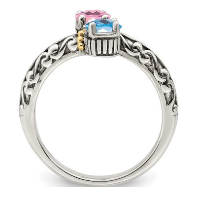 Sterling Silver & 14K Gold Two-Stone Mother's Ring – view 3