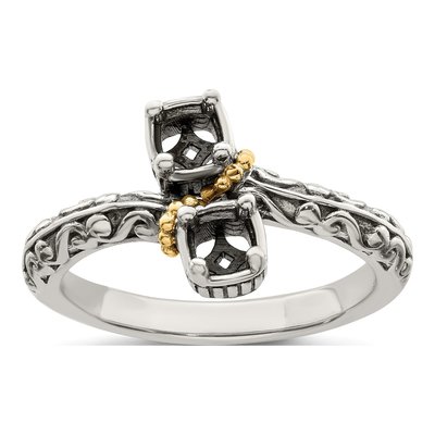 Sterling Silver & 14K Gold Two-Stone Mother's Ring – view 8