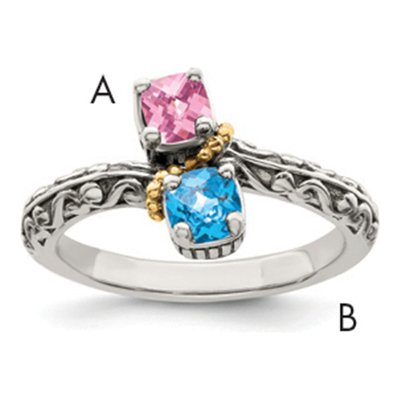 Sterling Silver & 14K Gold Two-Stone Mother's Ring